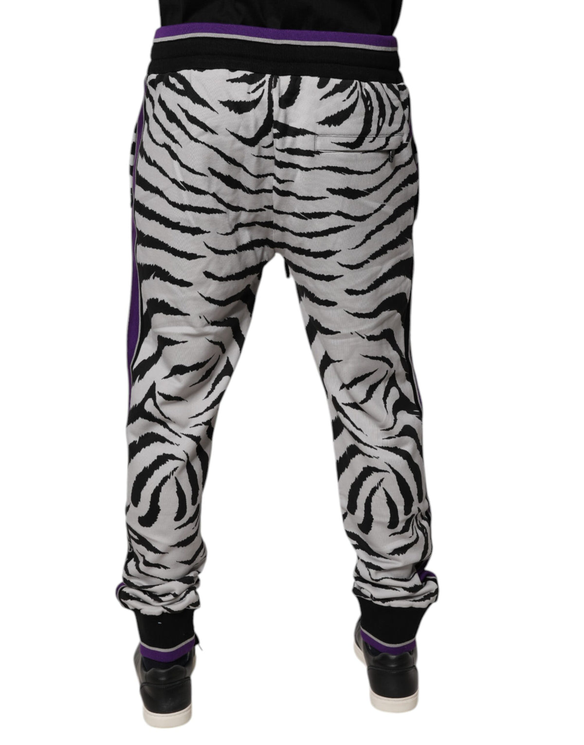 Dolce & Gabbana Schwarz Weiß Zebra Männer Jogger Sweatpants Hosen