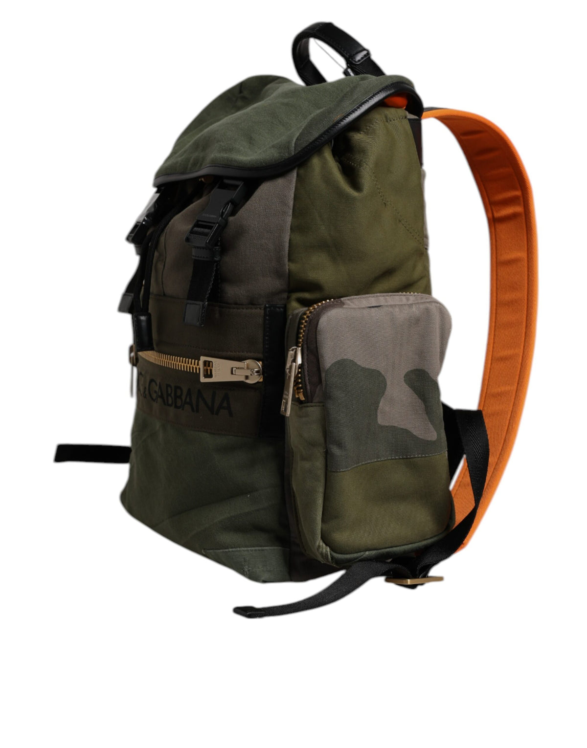 Dolce & Gabbana Militärgrünes Patchwork Schulrucksack Tasche