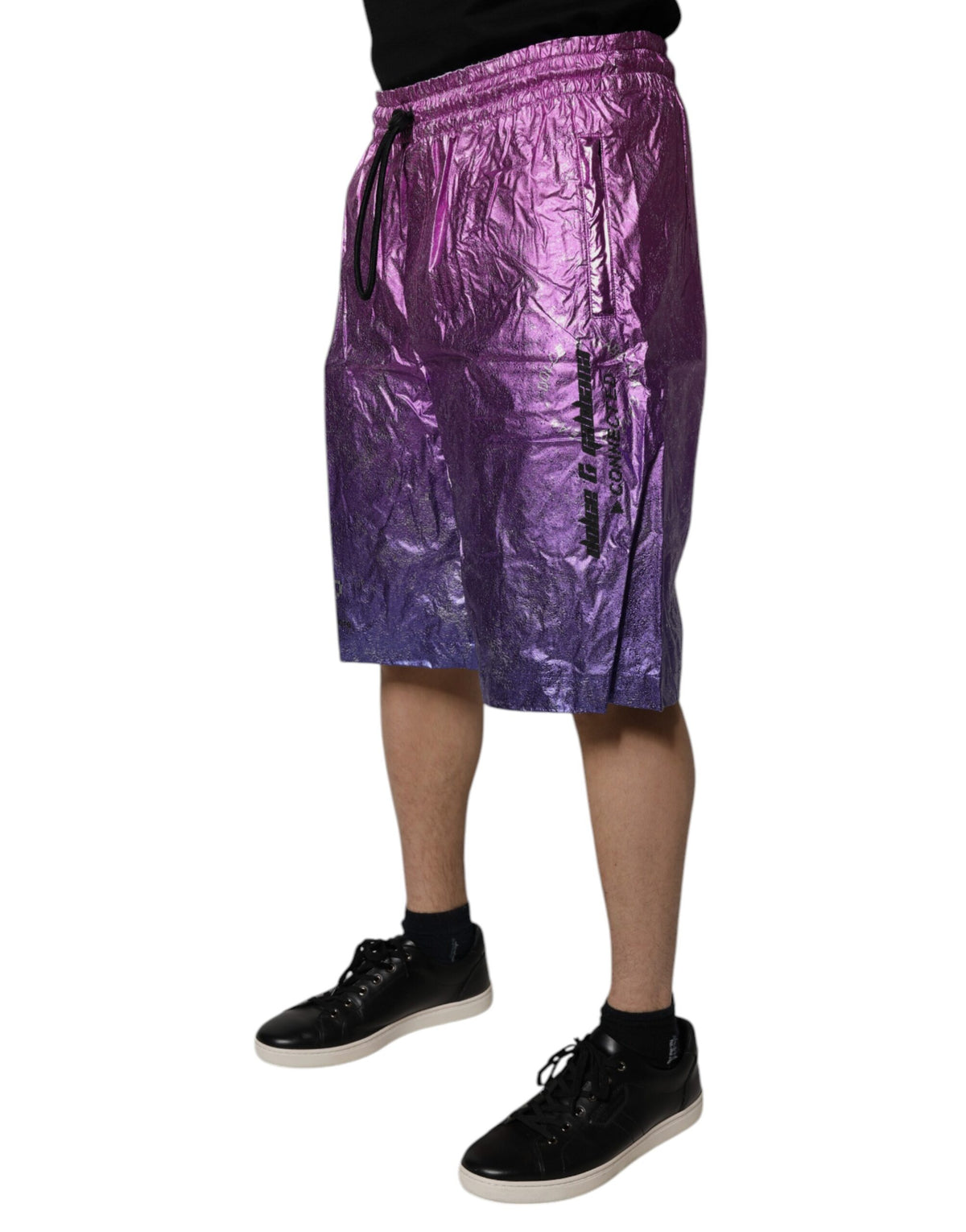 Dolce & Gabbana Metallic Rosa Lila Zweifarbige Bermudashorts