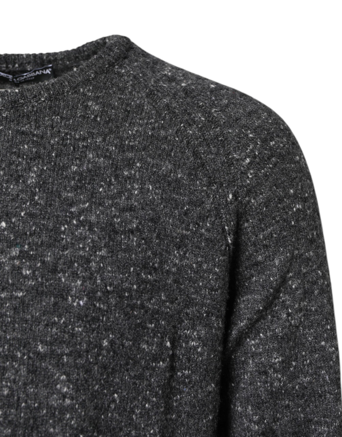 Dolce & Gabbana Grauer Pullover mit Rundhalsausschnitt aus Wolle