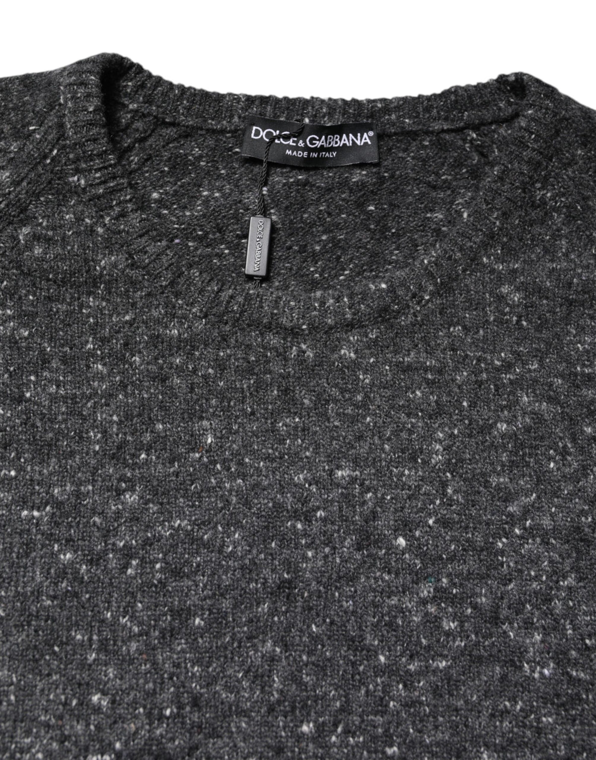 Dolce & Gabbana Grauer Pullover mit Rundhalsausschnitt aus Wolle