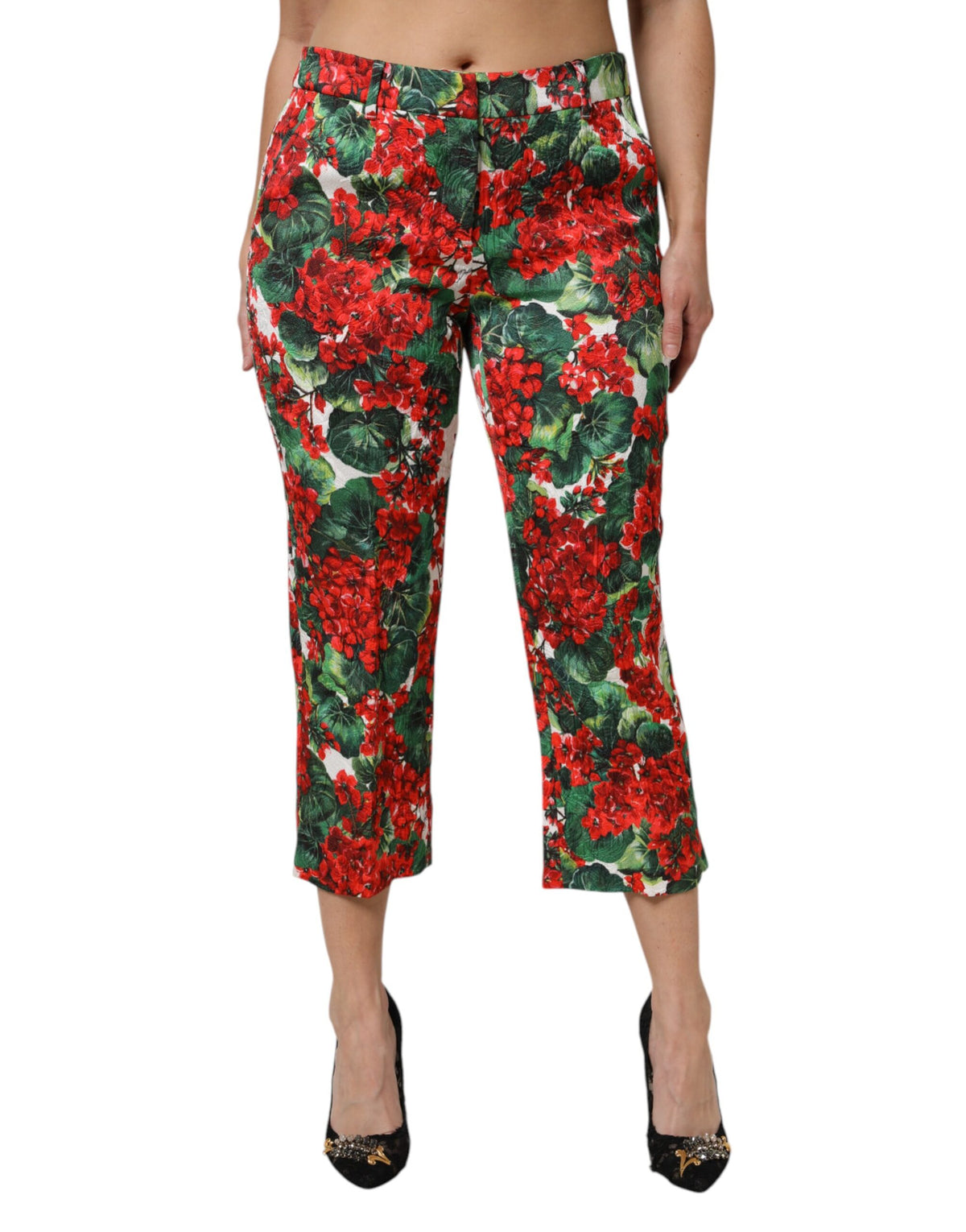 Dolce & Gabbana Gekürzte Hose mit mehrfarbigem Blumendruck
