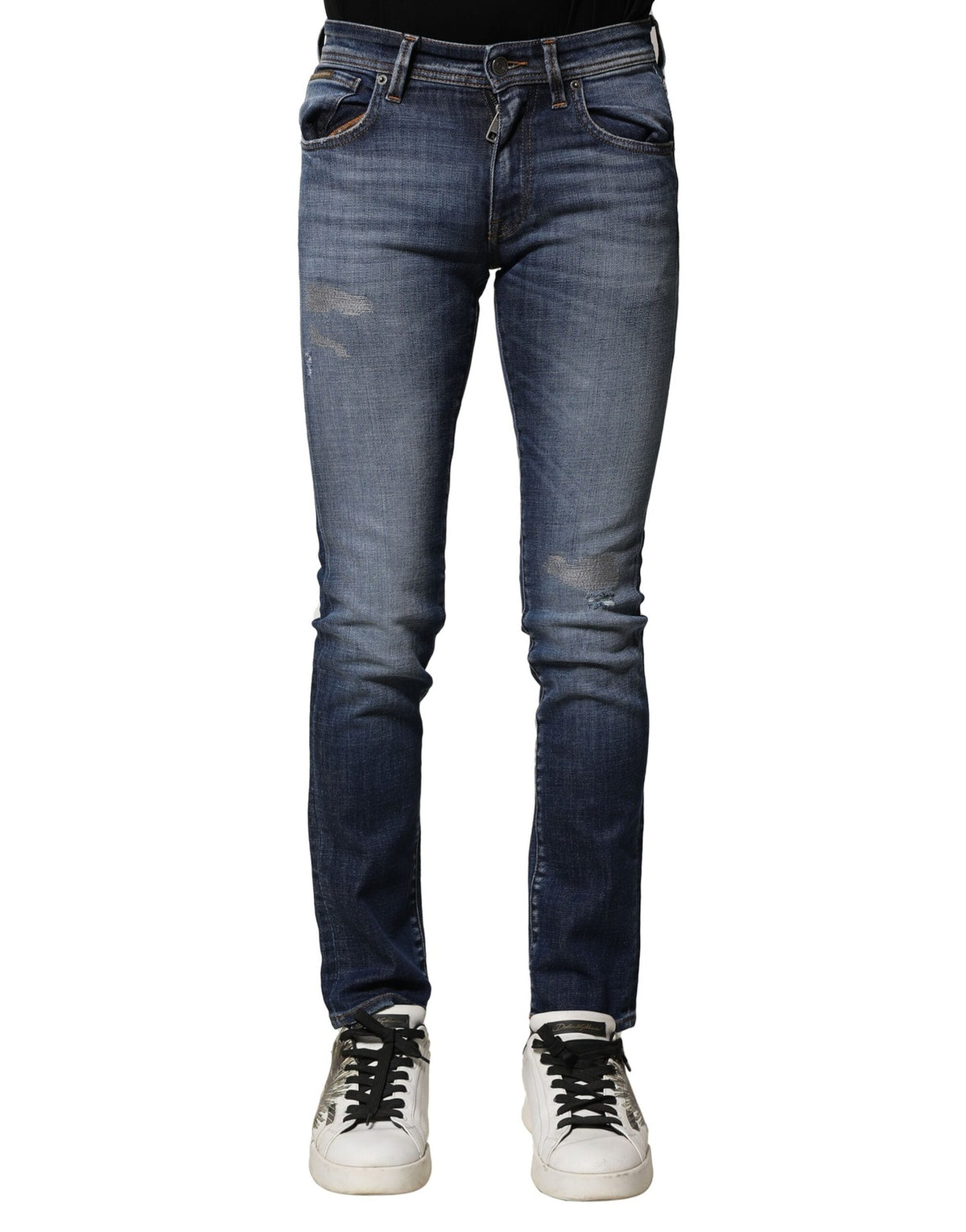 Dolce & Gabbana Blau gewaschene Baumwolle Slim Fit Herren Denim Jeans