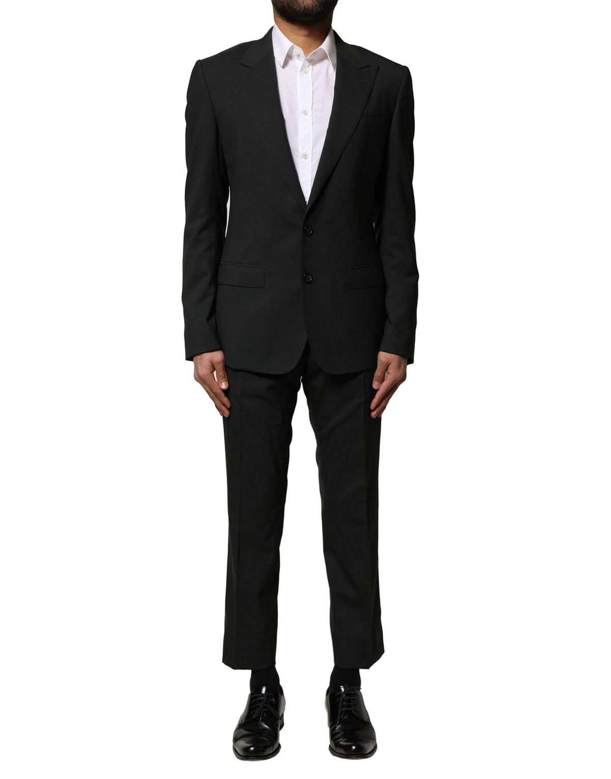 Dolce & Gabbana Schwarzer einreihiger Anzug aus Wolle (2 Teile)