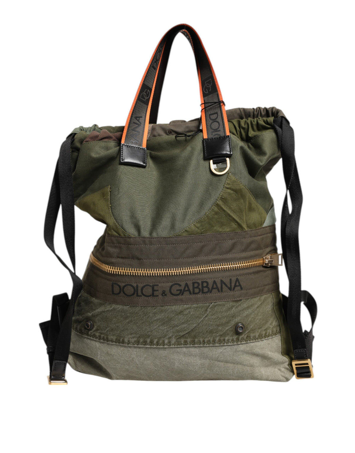 Dolce & Gabbana Militär Grün Patchwork Rucksack Rucksack Tasche