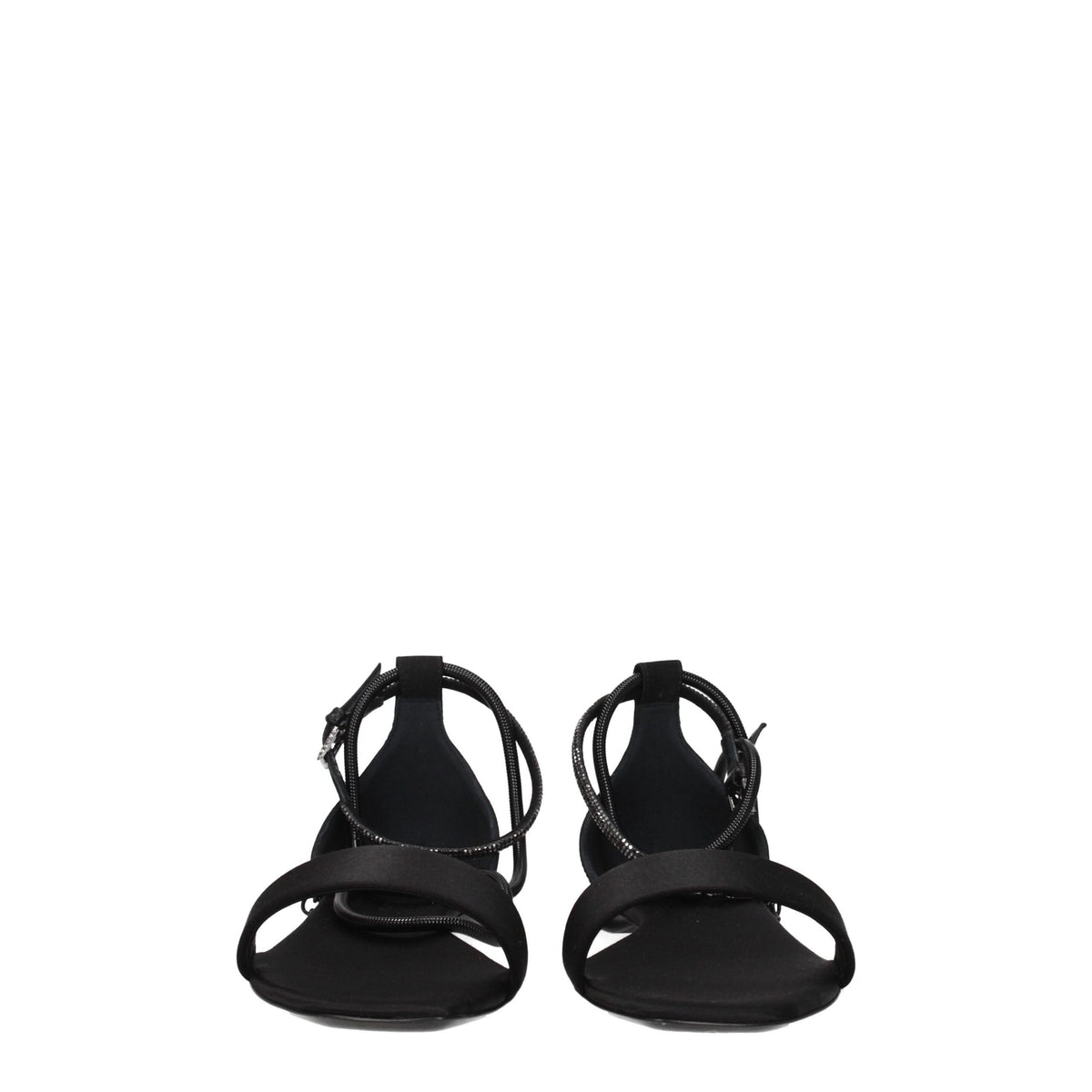 Max Mara Flache Sandalen aus schwarzem Satin