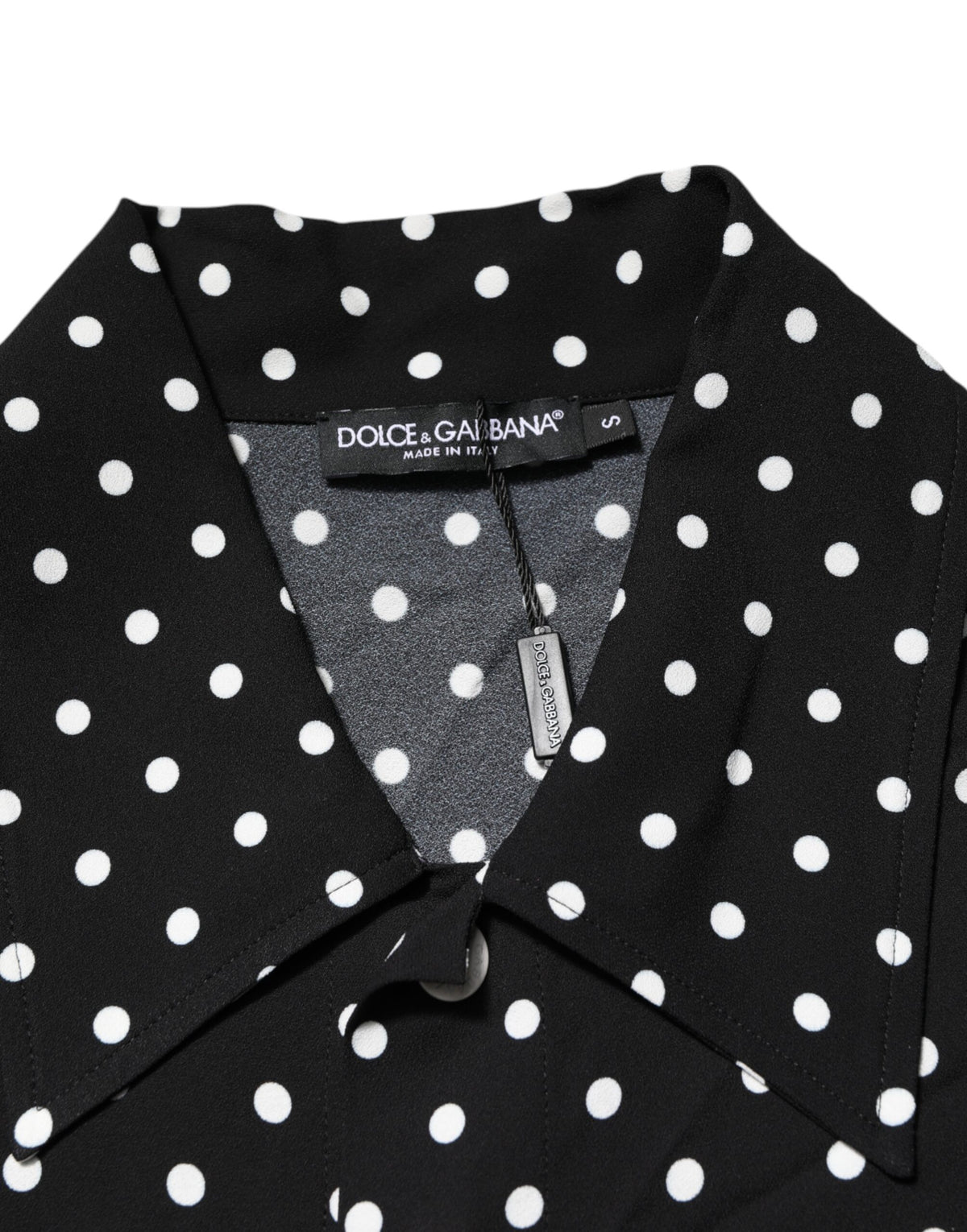 Dolce & Gabbana Schwarzes gepunktetes Polo-T-Shirt mit kurzen Ärmeln und Kragen