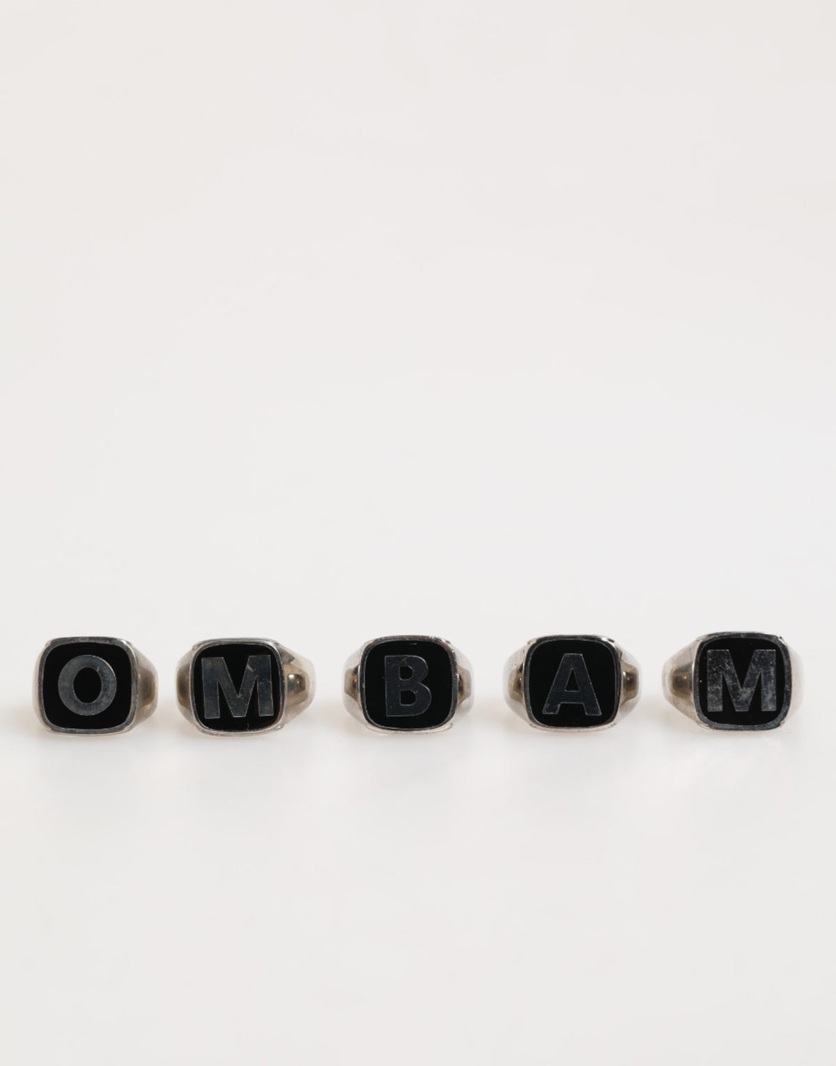 Dolce & Gabbana Silber-Ton Messing Schriftzug Set 5 Stück verstellbaren Ring