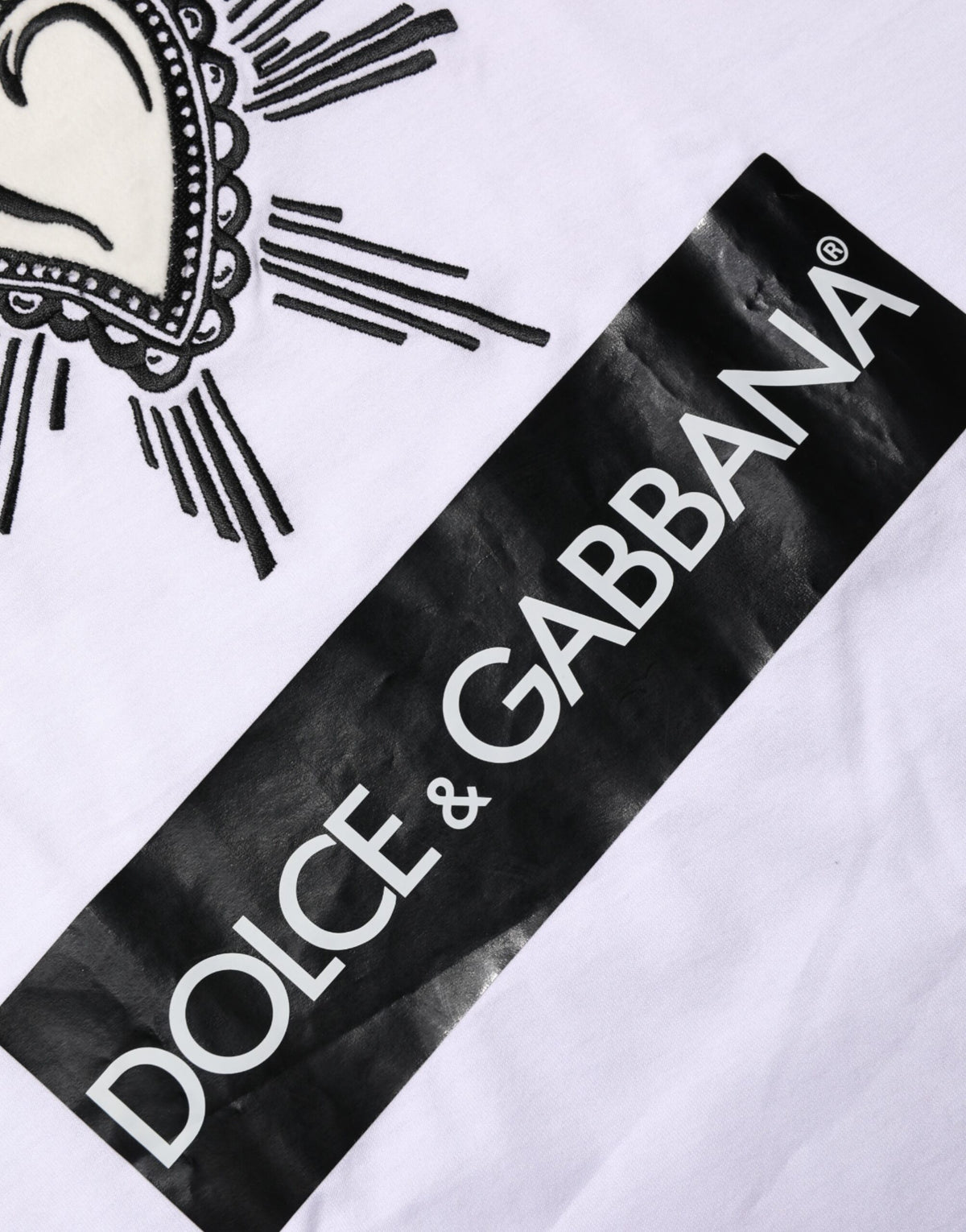 Dolce & Gabbana Weißes Sacred Heart Kurzarm-T-Shirt für Männer