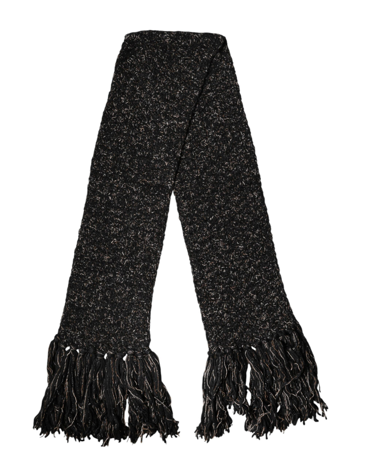 Dolce & Gabbana Schwarzer Wollschal mit Fransen
