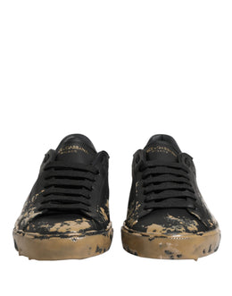 Dolce & Gabbana Schwarze Portofino Sneaker in Used-Look, Low-Top