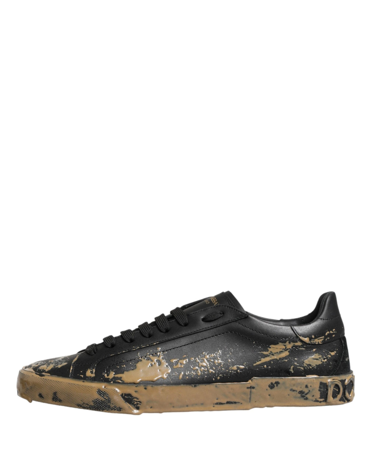 Dolce & Gabbana Schwarze Portofino Sneaker in Used-Look, Low-Top