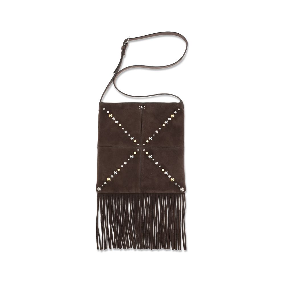 Valentino Garavani Braune Kalbsleder Bos Taurus Schultertasche