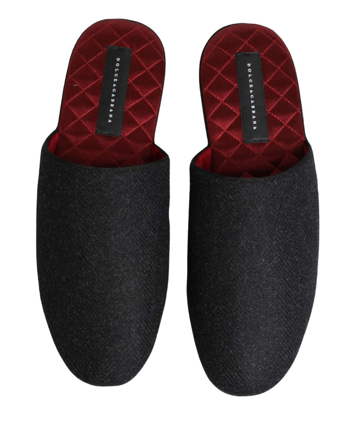 Dolce & Gabbana Anthrazit Woll-Kaschmir Stepp-Slipper