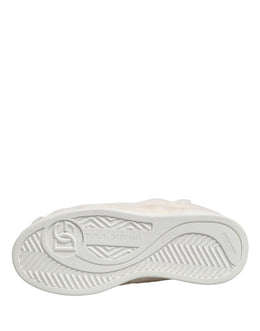 Dolce & Gabbana Weiße Shearling-Fell Bianco Low-Top-Sneaker Schuhe
