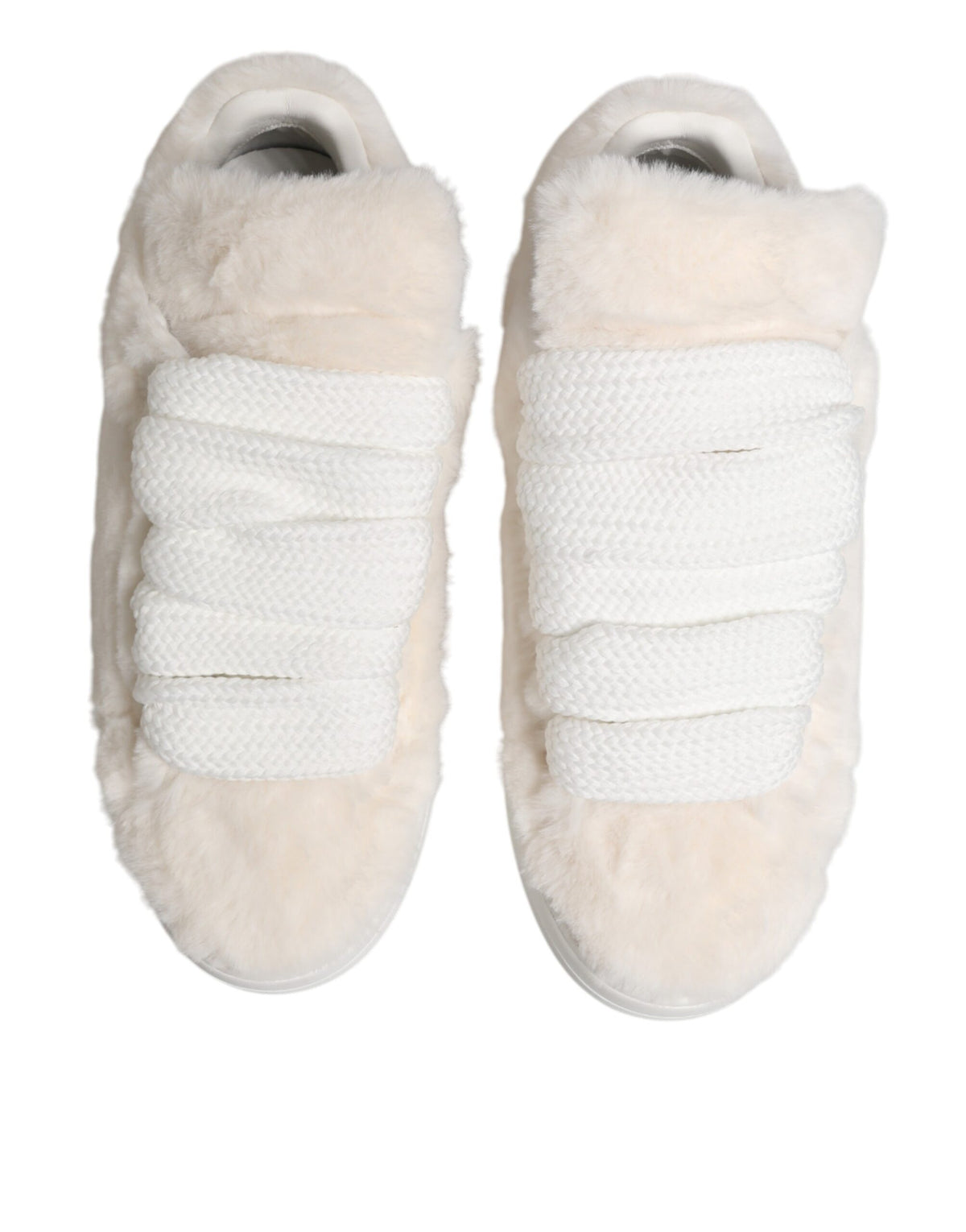 Dolce & Gabbana Weiße Shearling-Fell Bianco Low-Top-Sneaker Schuhe