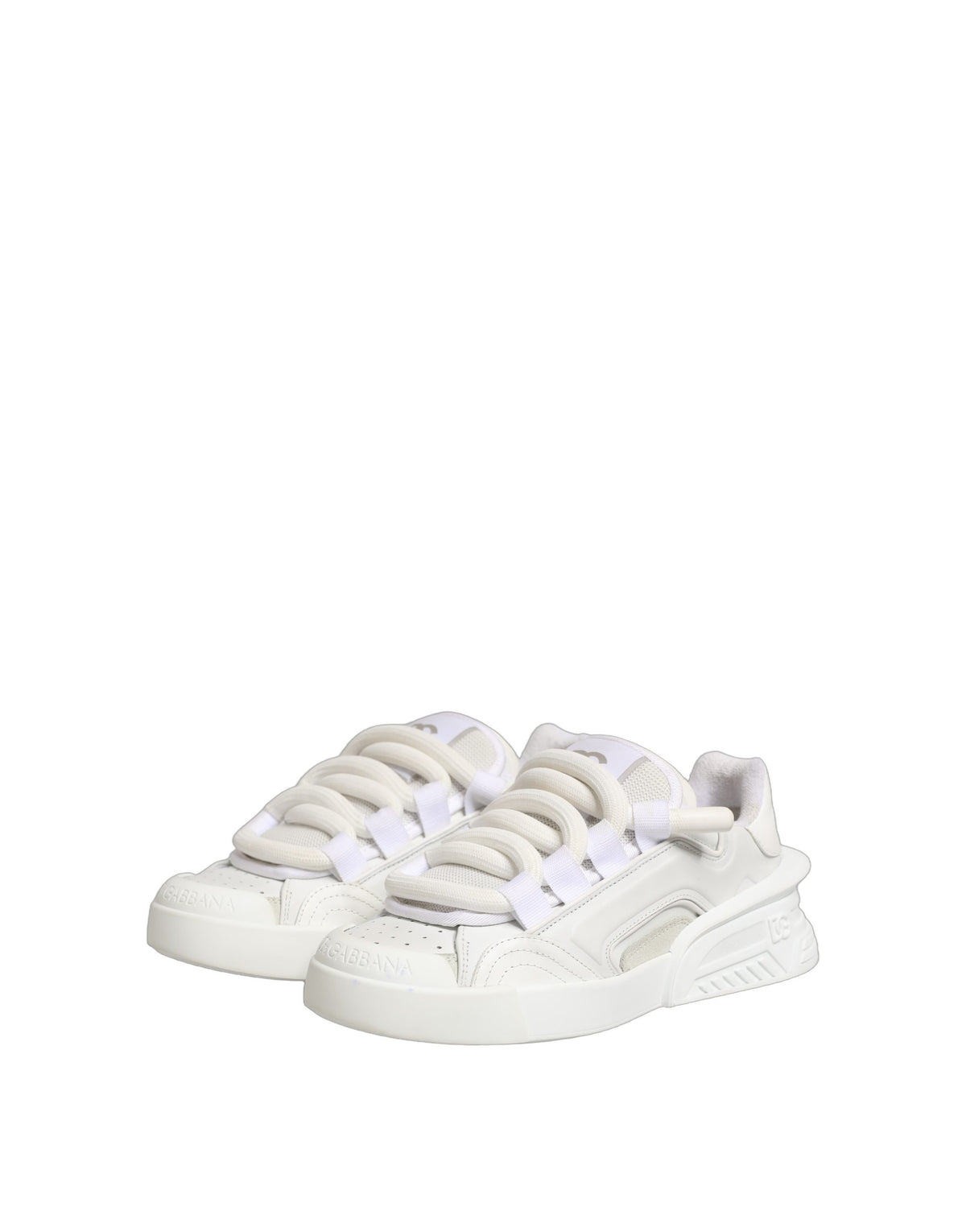 Dolce & Gabbana Weiße Low-Top-Sneaker aus Kalbsleder