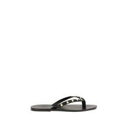 Valentino Garavani Schwarze Bos Taurus Kalbsleder-Flip-Flop-Sandalen