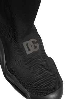 Dolce & Gabbana Schwarze Slipper-Sneaker mit Wellenmuster für Herren