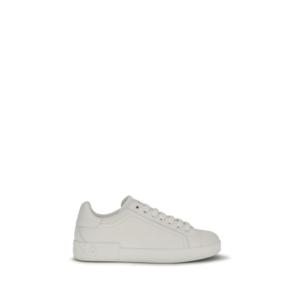 Dolce & Gabbana Weiße Low-Top-Sneaker aus Kalbsleder Bos Taurus