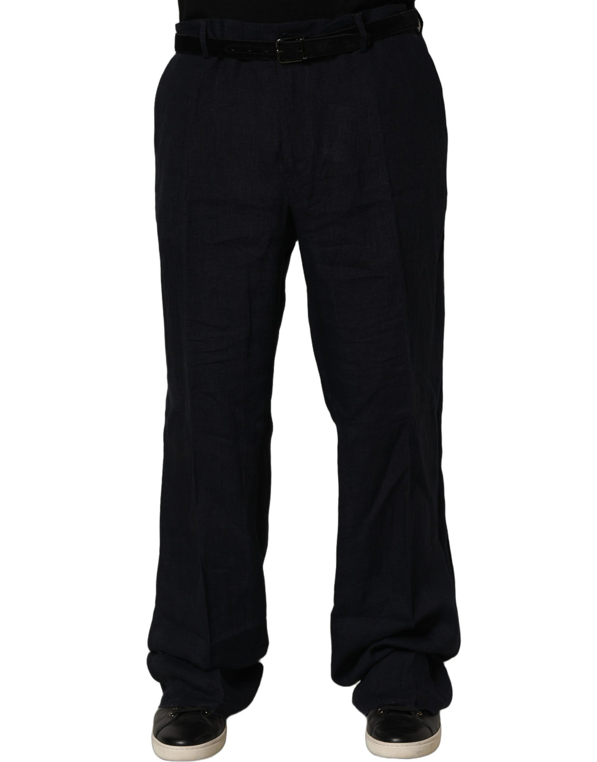 Dolce & Gabbana Schwarze Leinenhose mit geradem Bein