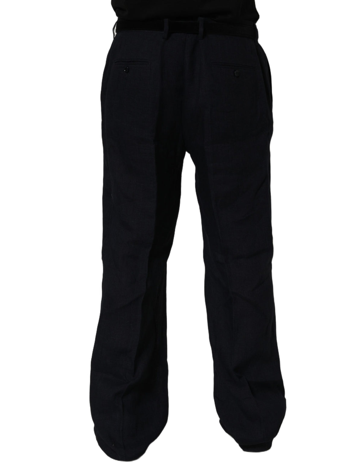 Dolce & Gabbana Schwarze Leinenhose mit geradem Bein
