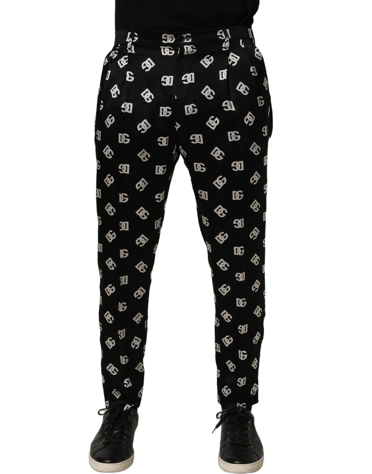 Dolce & Gabbana Schwarze Seiden-Röhrenhose für Herren