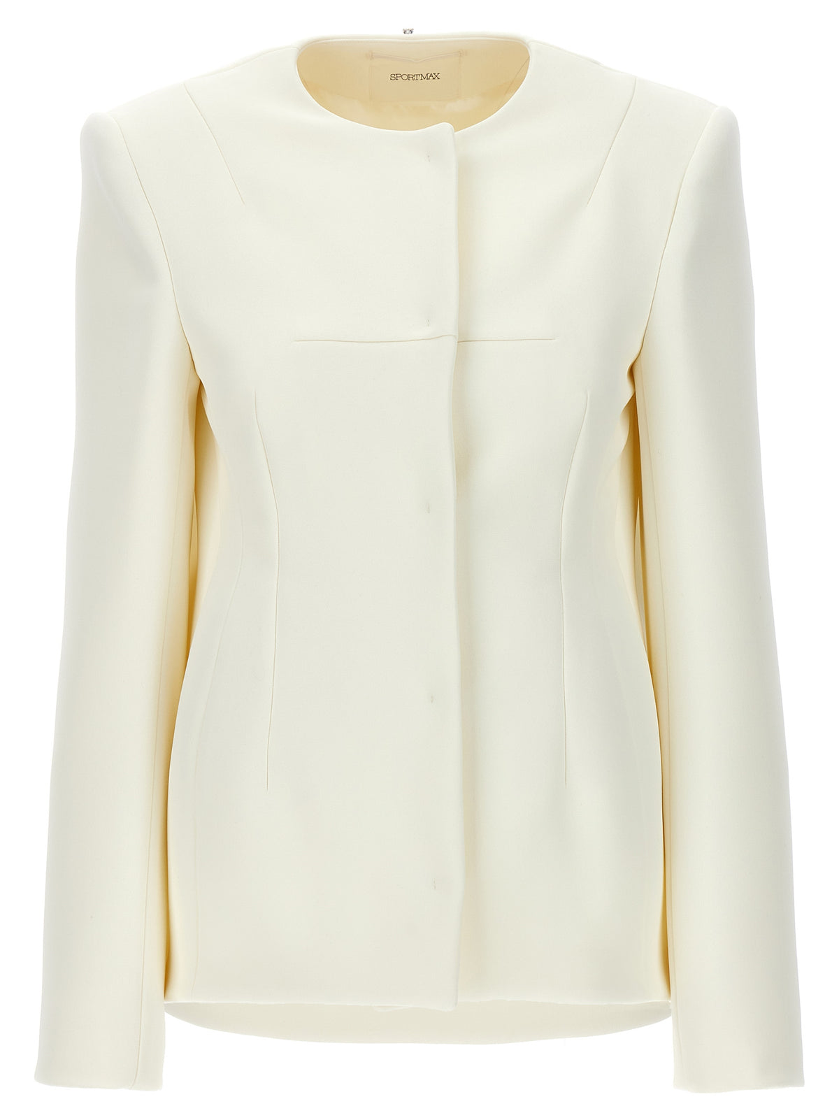 Sportmax Weiße Polyester-Jacke in voller Länge