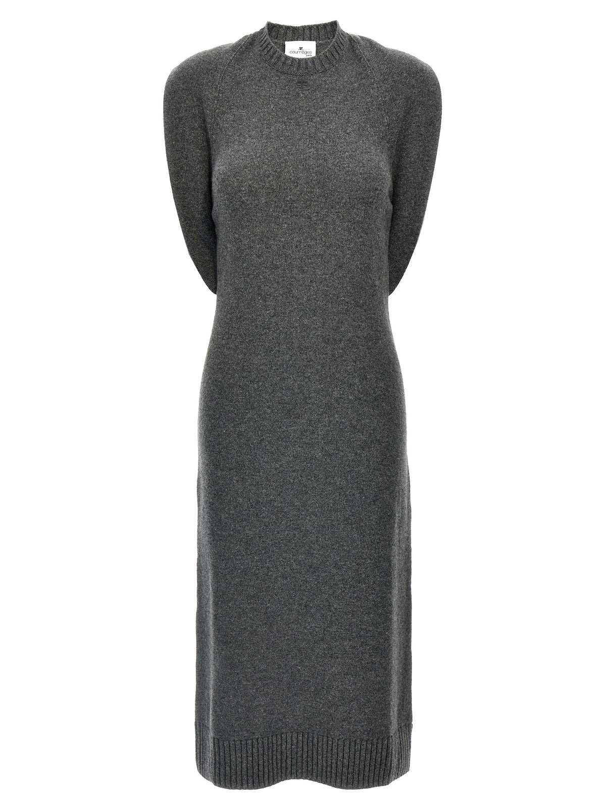 Courrèges Graues Wollkleid Midi