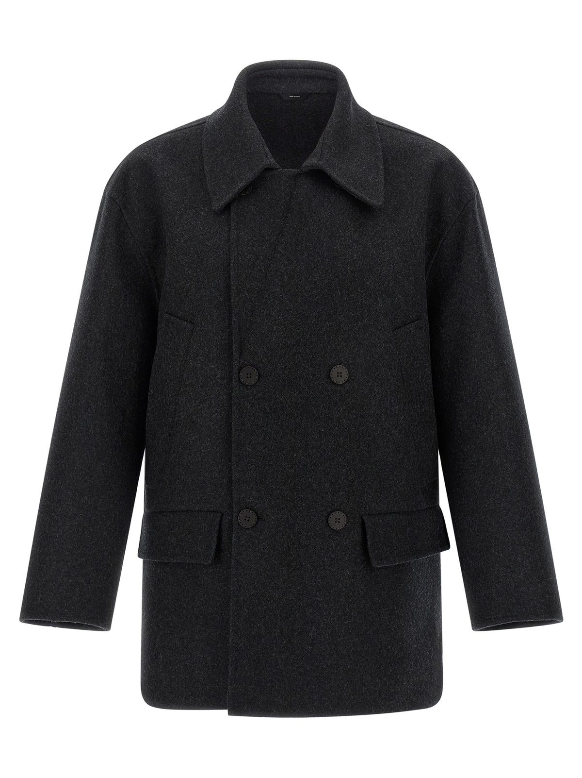 Fendi Grauer Wollmantel aus reiner Schurwolle
