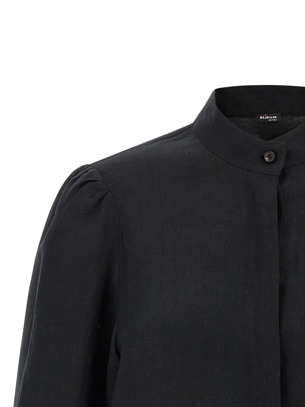 Kiton Schwarze Leinenbluse