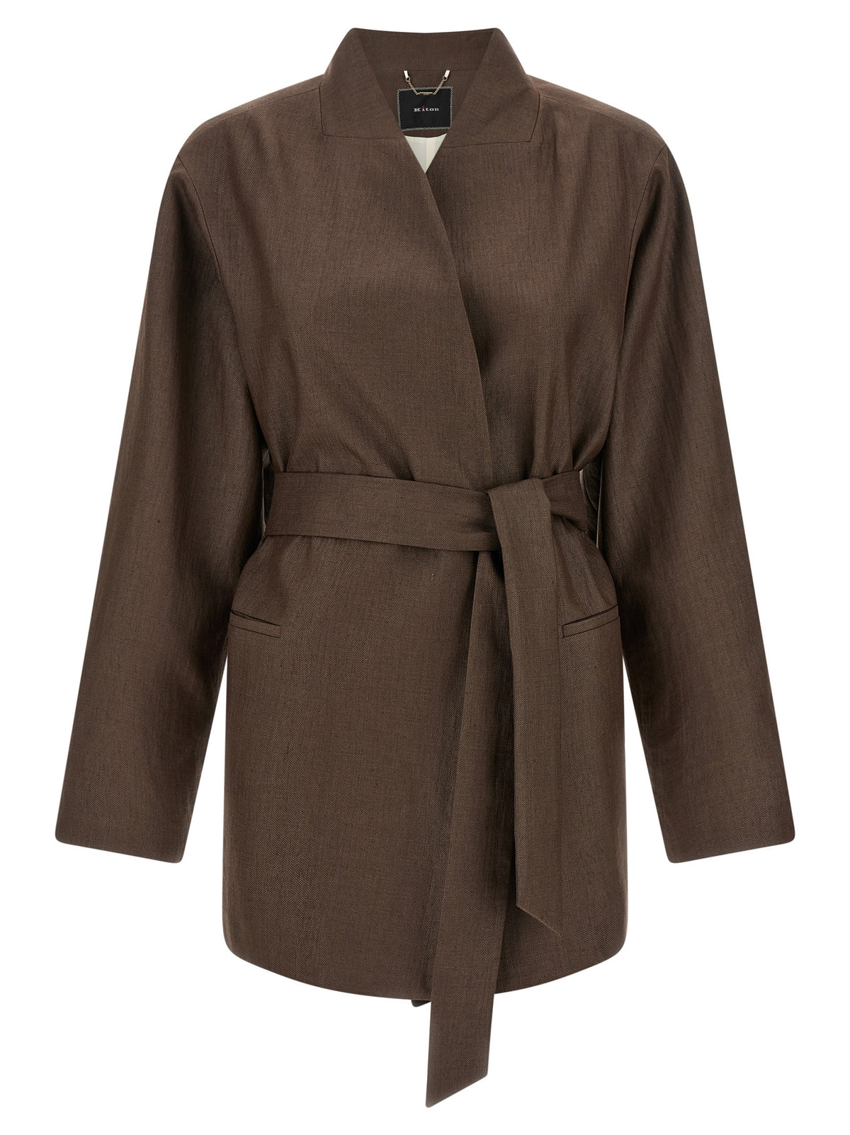 Kiton Brauner Blazer aus Polyamid