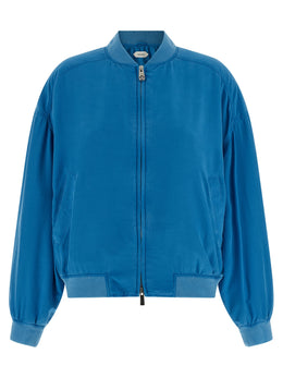 Versace Blauer Seidenbomber