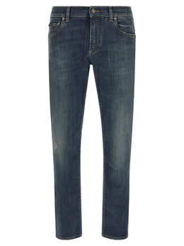 Dolce & Gabbana Blaue Jeans aus Baumwolle im geraden Schnitt