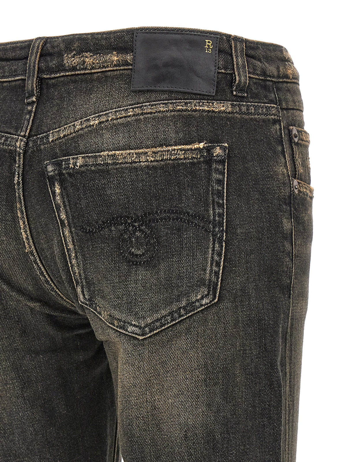 R13 Schwarze Boyfriend Jeans aus Baumwolle