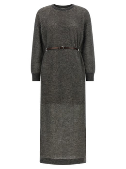 Brunello Cucinelli Graues Wollkleid Midi