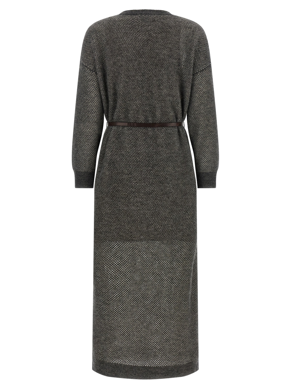Brunello Cucinelli Graues Wollkleid Midi