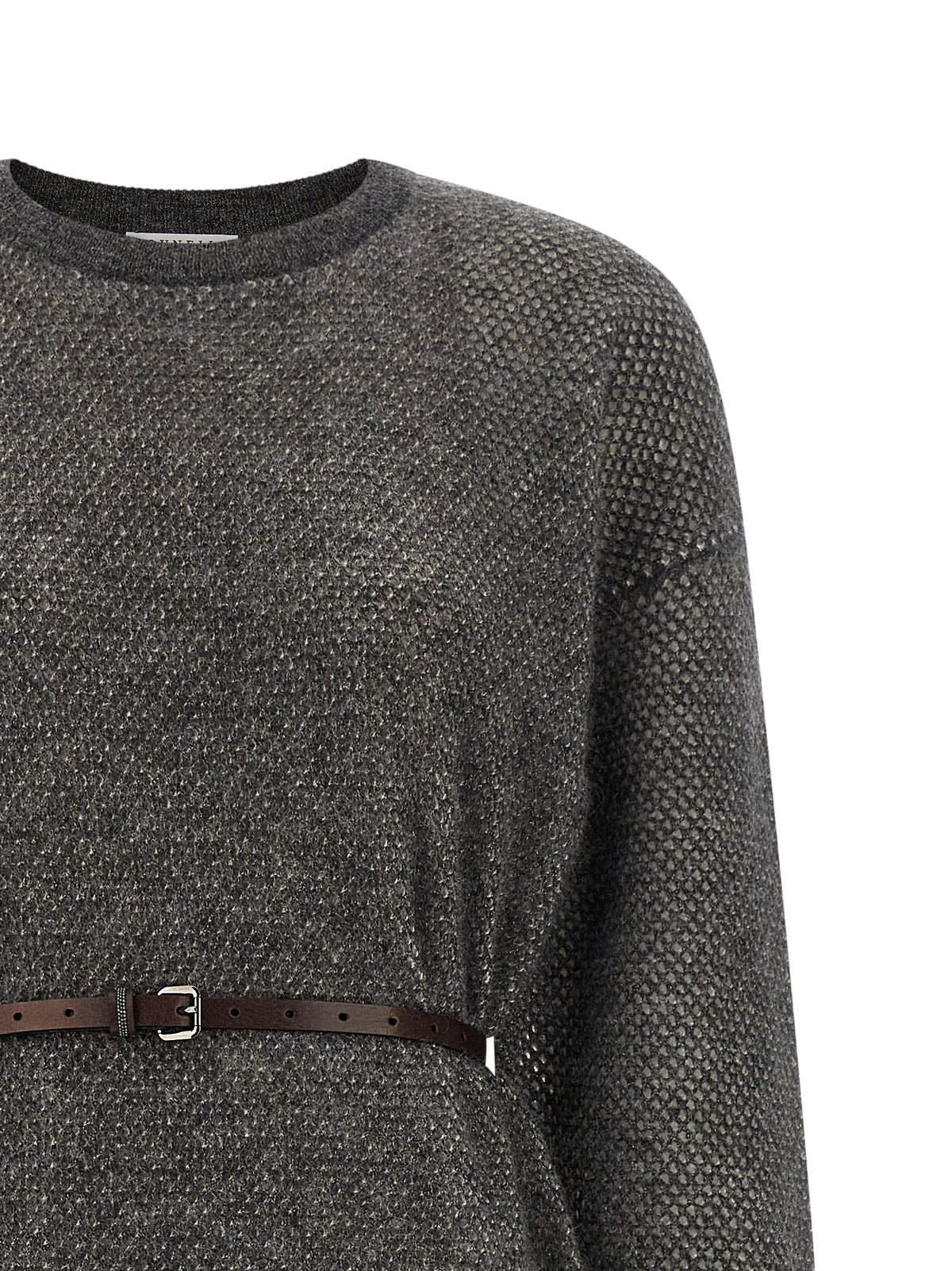 Brunello Cucinelli Graues Wollkleid Midi