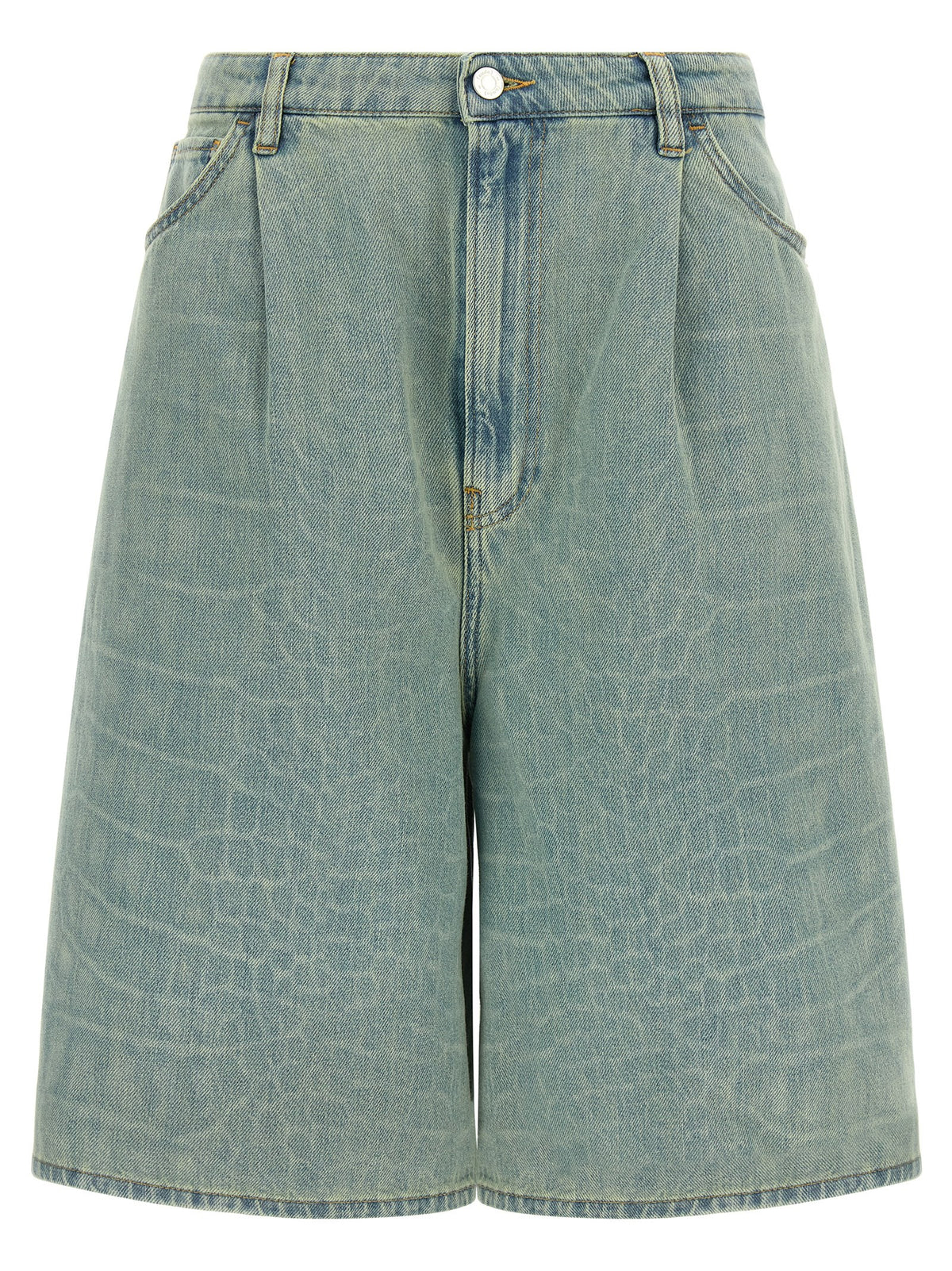 NUDE Blaue Baumwoll-Bermudashorts