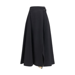Burberry Schwarzer Oves Aries Wollrock Midi