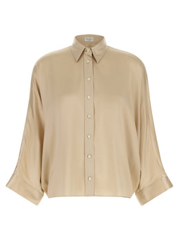 Brunello Cucinelli Beige Seidenbluse