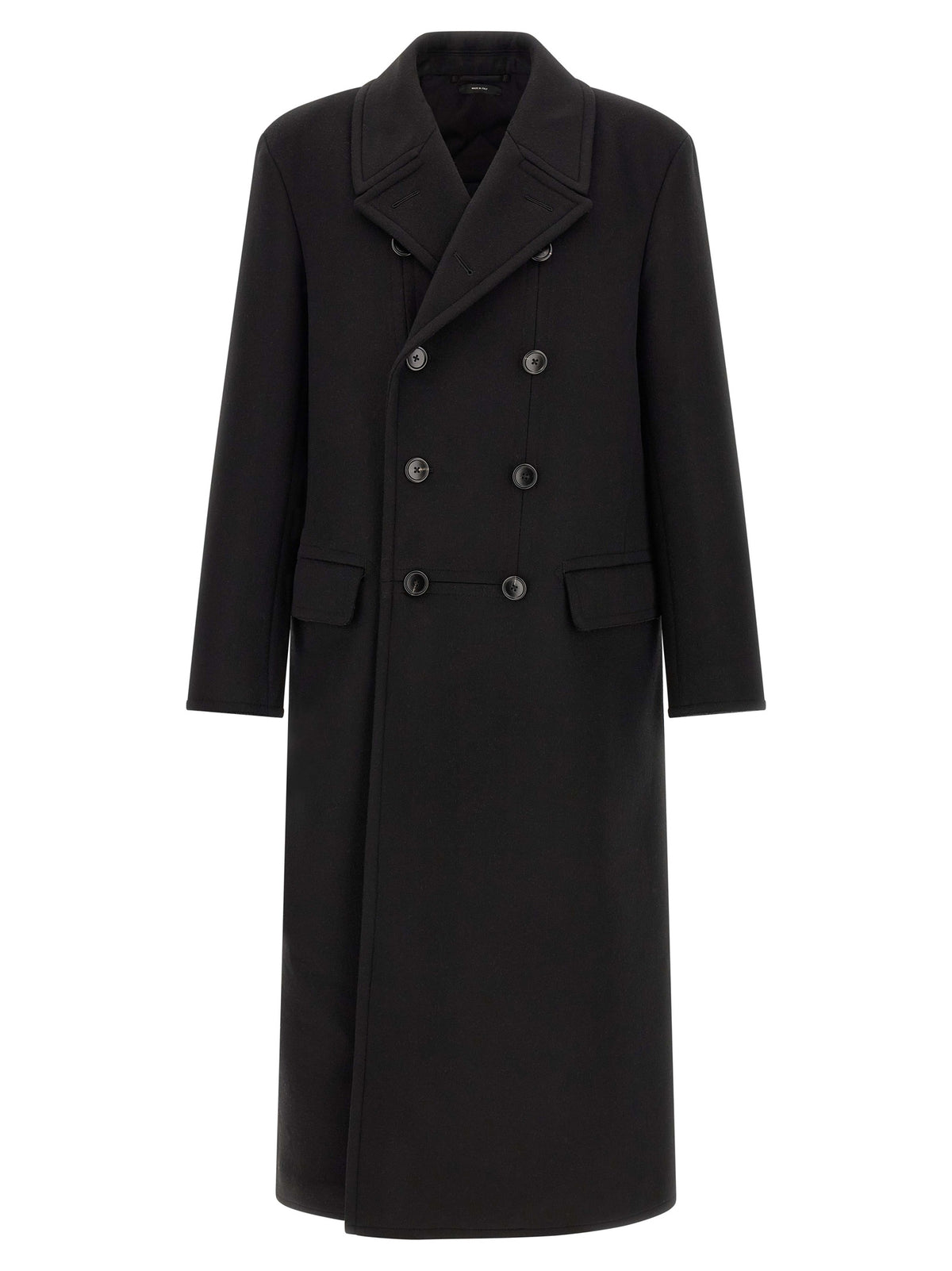 Tom Ford Schwarzer Wollmantel aus reiner Schurwolle