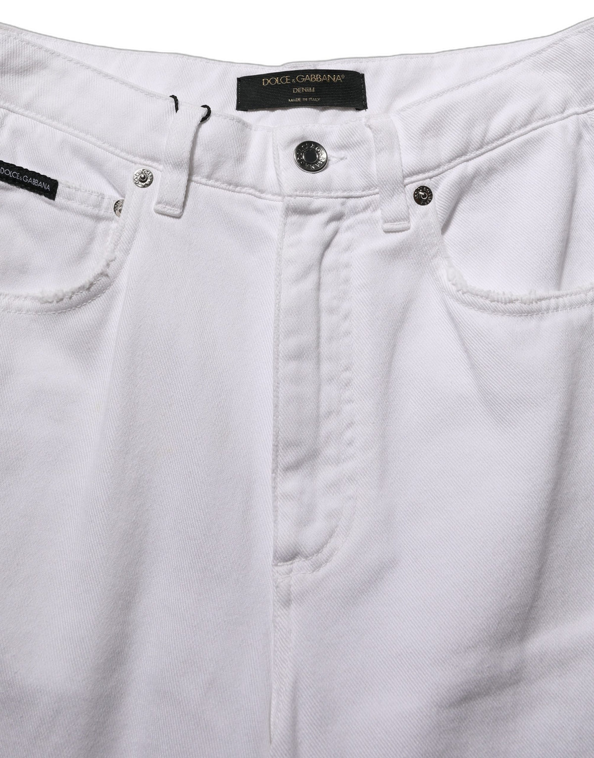 Dolce & Gabbana Weiße Stretch-Jeans mit weitem Bein aus Baumwolle