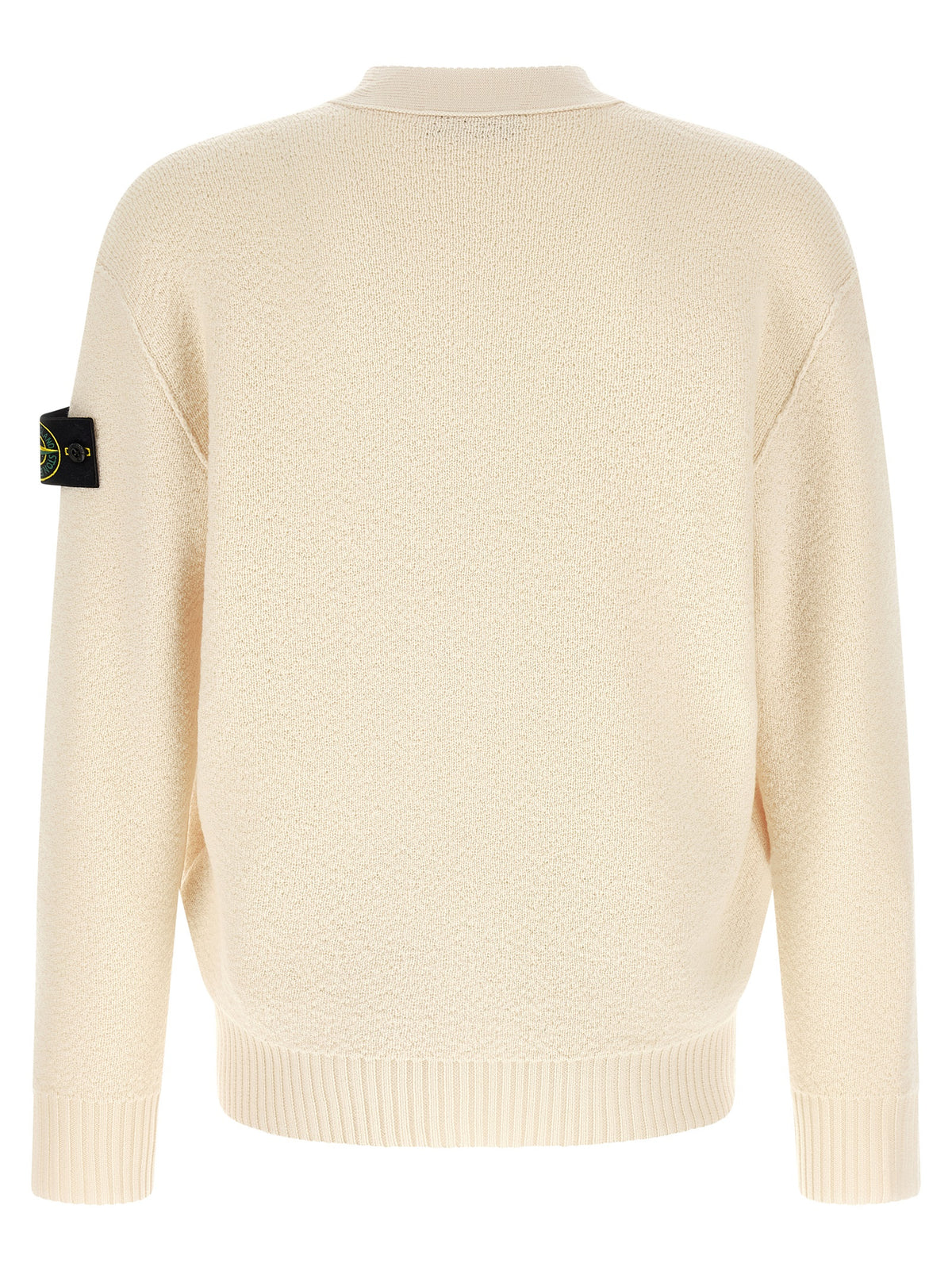 Stone Island Weiße Strickjacke aus reiner Schurwolle