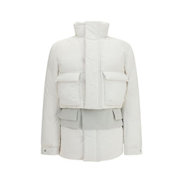 Sacai Weiße Polyester-Jacke in voller Länge