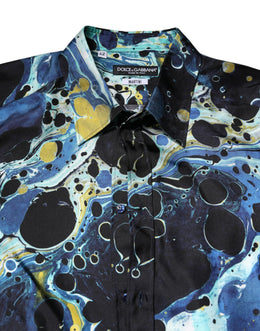 Dolce & Gabbana MARTINI Hemd mit blauem Marmorprint