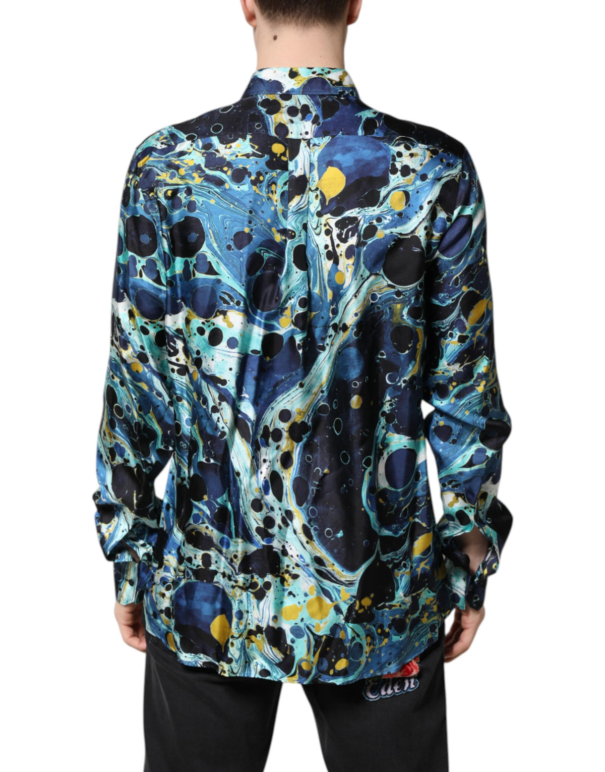 Dolce & Gabbana MARTINI Hemd mit blauem Marmorprint