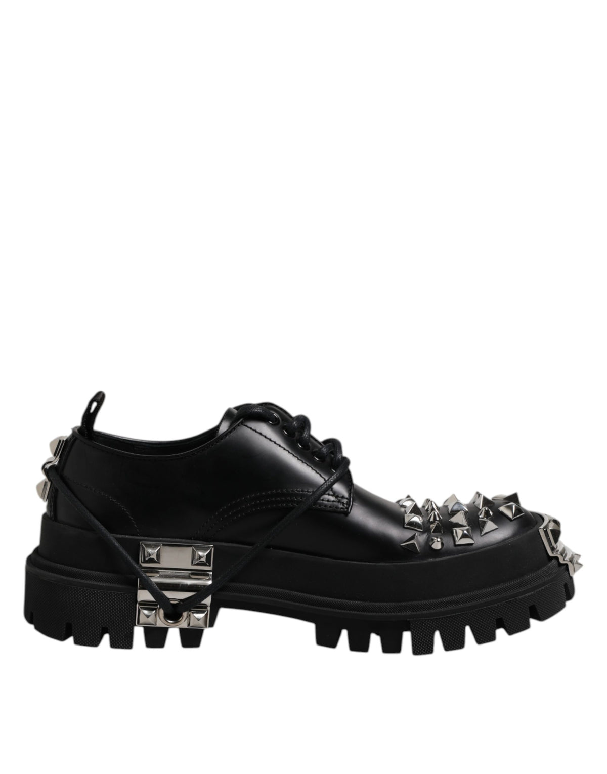 Dolce & Gabbana Schwarze Derby Hi-Trekking Schuhe aus Leder mit Nieten für Herren