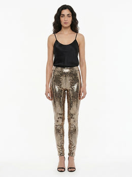 Dolce & Gabbana Goldfarbene Hose aus Elasthan