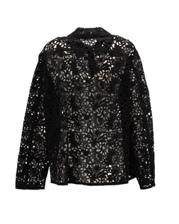 Valentino Garavani Schwarze Blumen-Spitzenbluse